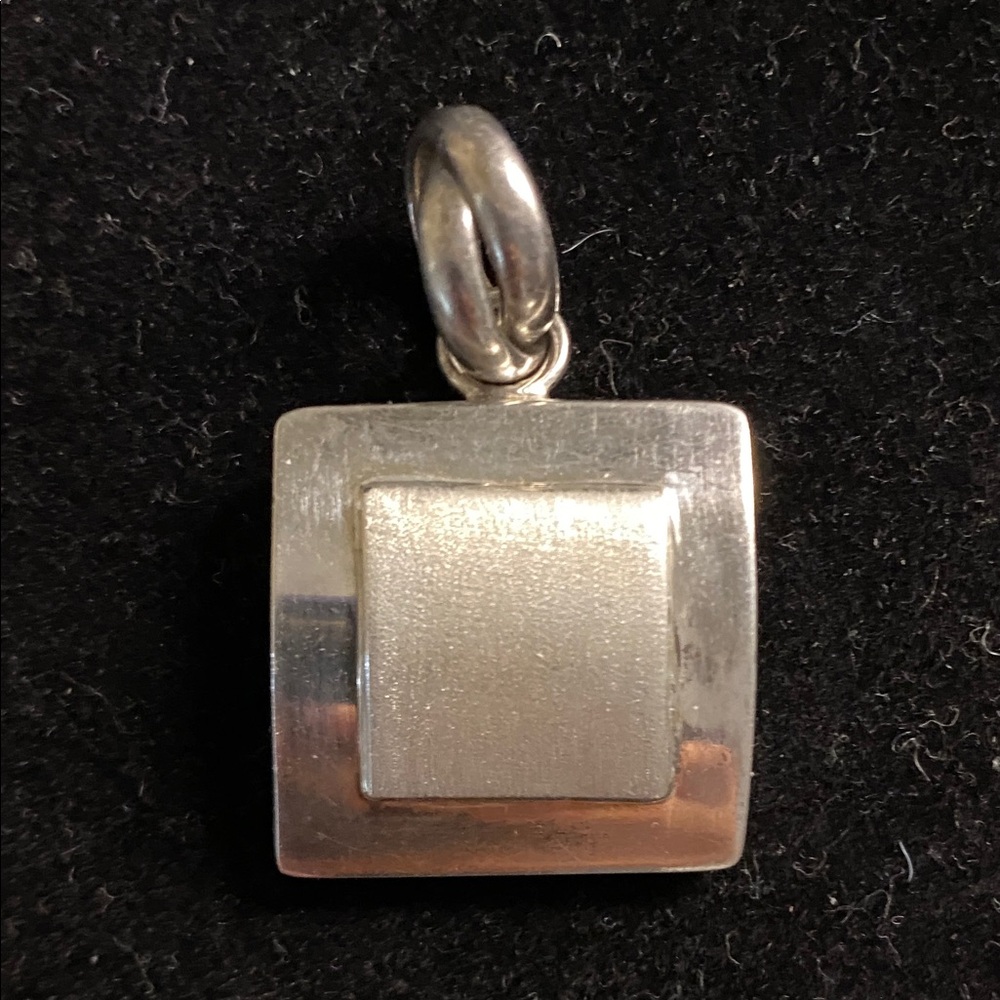Solid 950 Silver Modernist Square Pendant | Heavy Minimalist Design